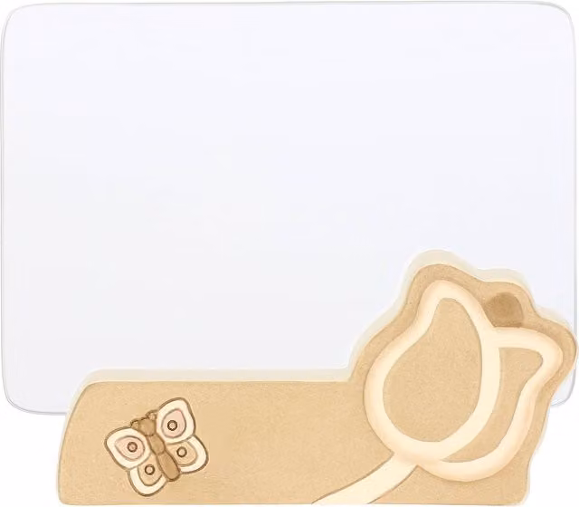 Portafoto rettangolare THUN Iconic Elegance in vetro e ceramica beige con decoro floreale primaverile da tavolo