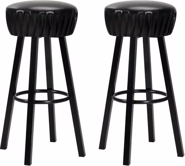 Set di due sgabelli da bar in stile industriale con seduta in ecopelle nera e struttura in metallo HELLOSHOP26