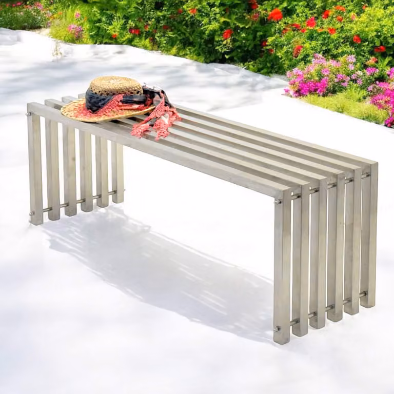 DanDiBo panca da giardino resistente alle intemperie metallo acciaio inox solido 115 cm panca da giardino all'aperto 96607 panca da parco panca a doghe