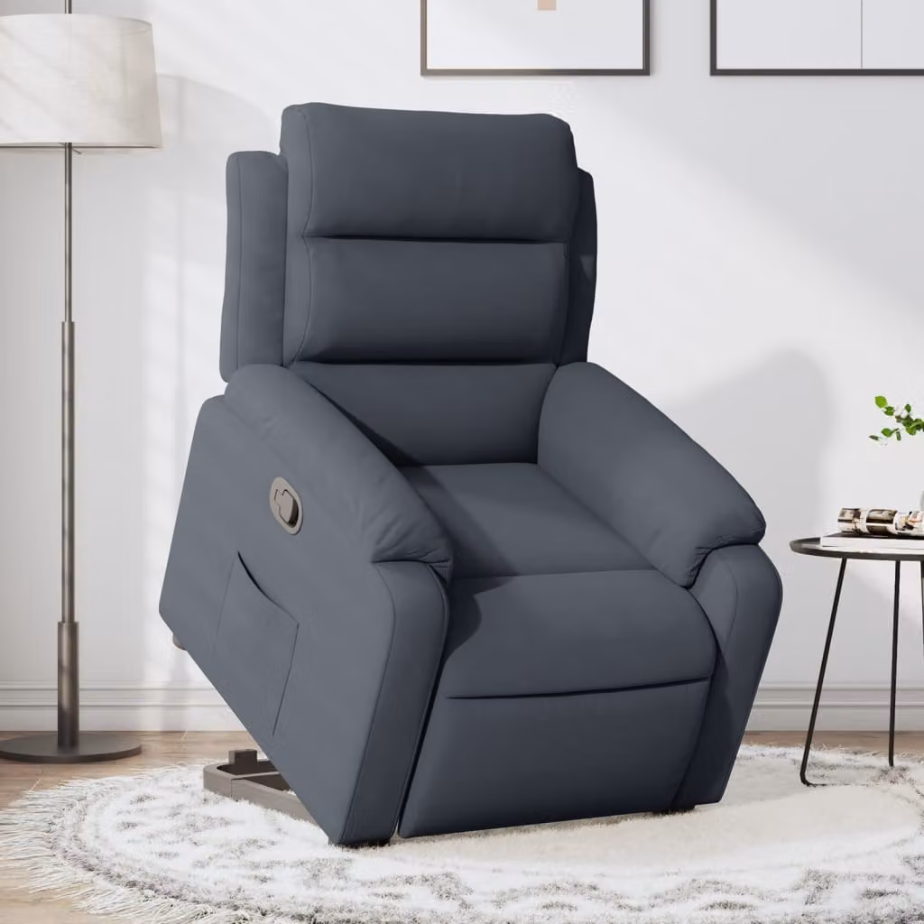 vidaXL Poltrona Alzapersona Reclinabile in Velluto Grigio con Assistenza Elettrica per Senior – 1