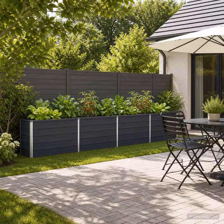 Letto rialzato da giardino vidaXL in metallo Antracite L: 320 cm, P: 40 cm, H: 55 cm