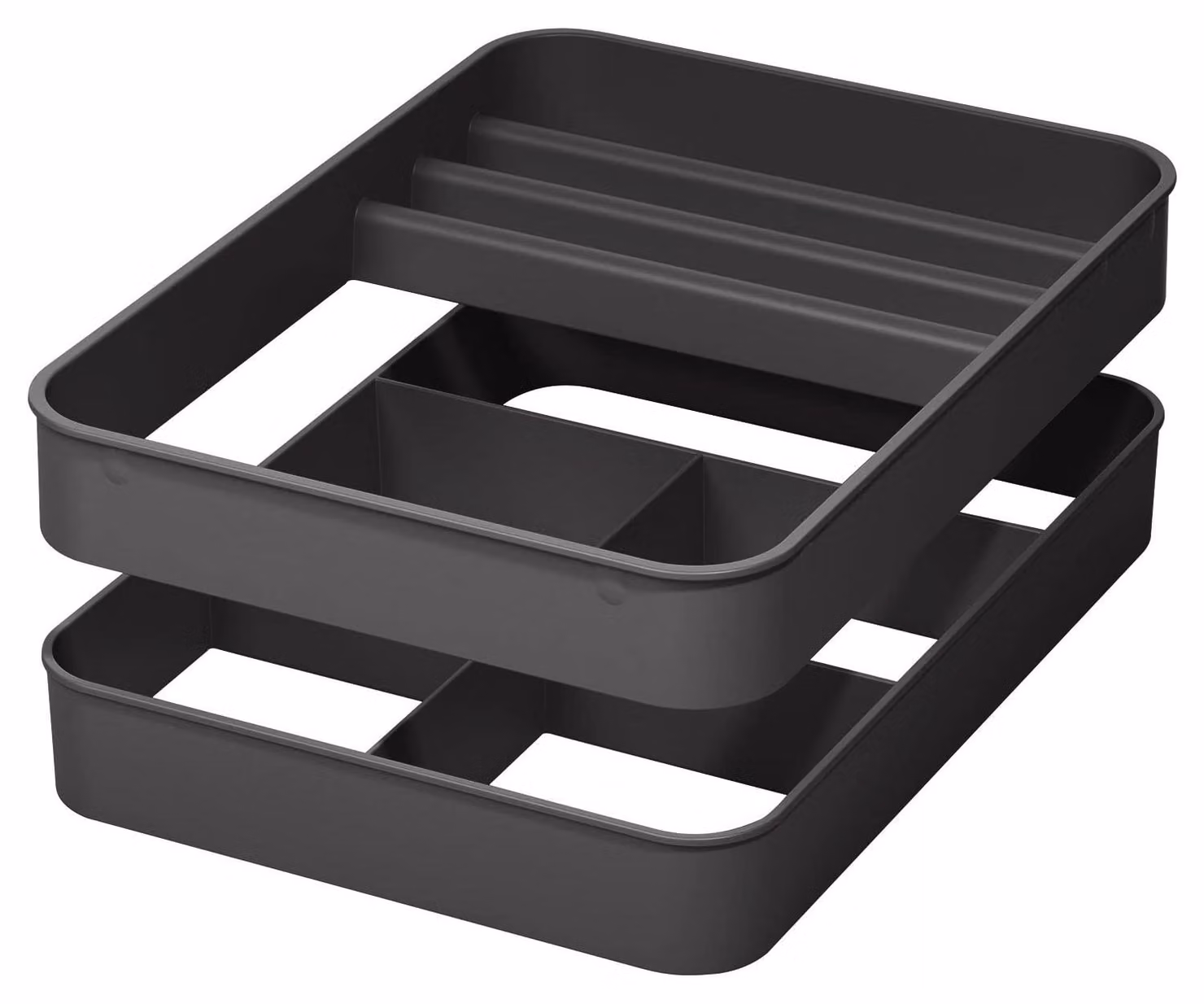 Organizzatore per detersivi, realizzato in plastica, di colore grigio scuro e argento, ideale per la cucina