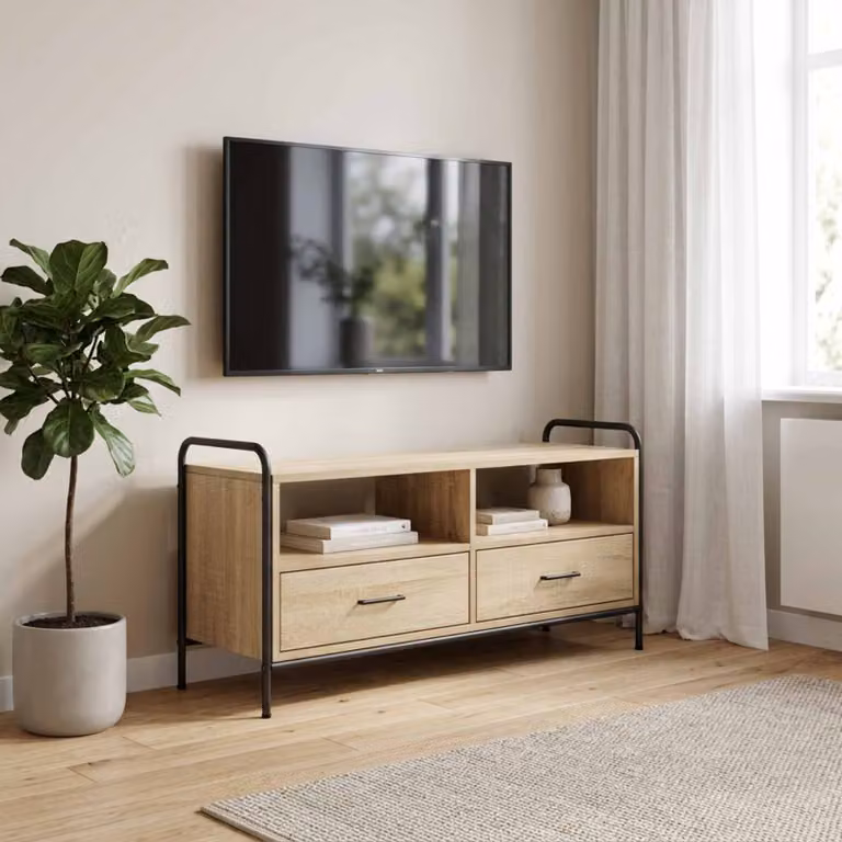 Mobile TV vidaXL in Rovere Sonoma e Legno Ingegnerizzato, L 67,5 x P 33 x H 50 cm