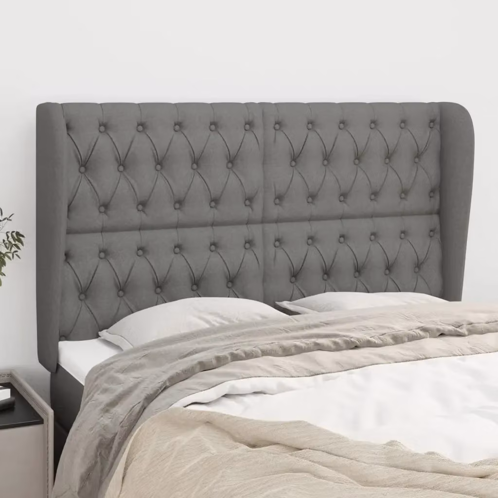 Testiera ad orecchio in tessuto grigio scuro L: 163 cm, P: 23 cm, H: 118/128 cm – 2