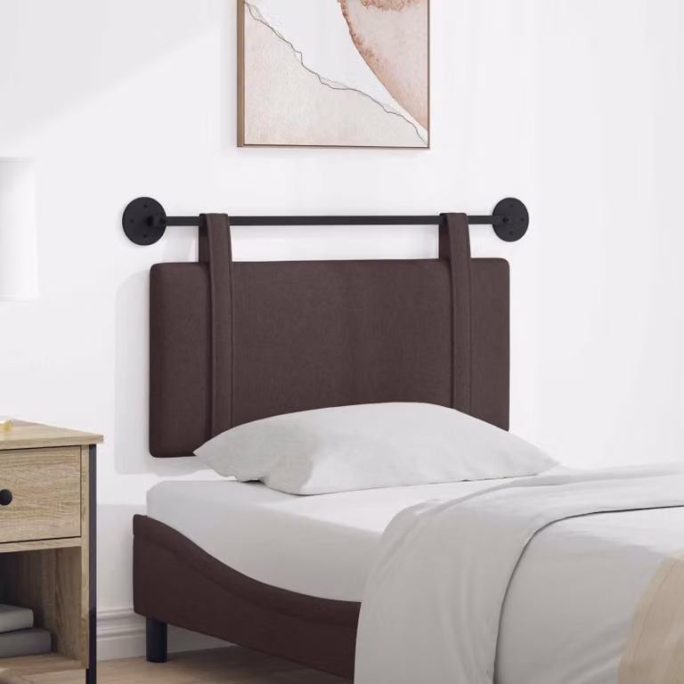 Testiera per letto sospesa vidaXL in tessuto marrone scuro con struttura imbottita in legno e MDF