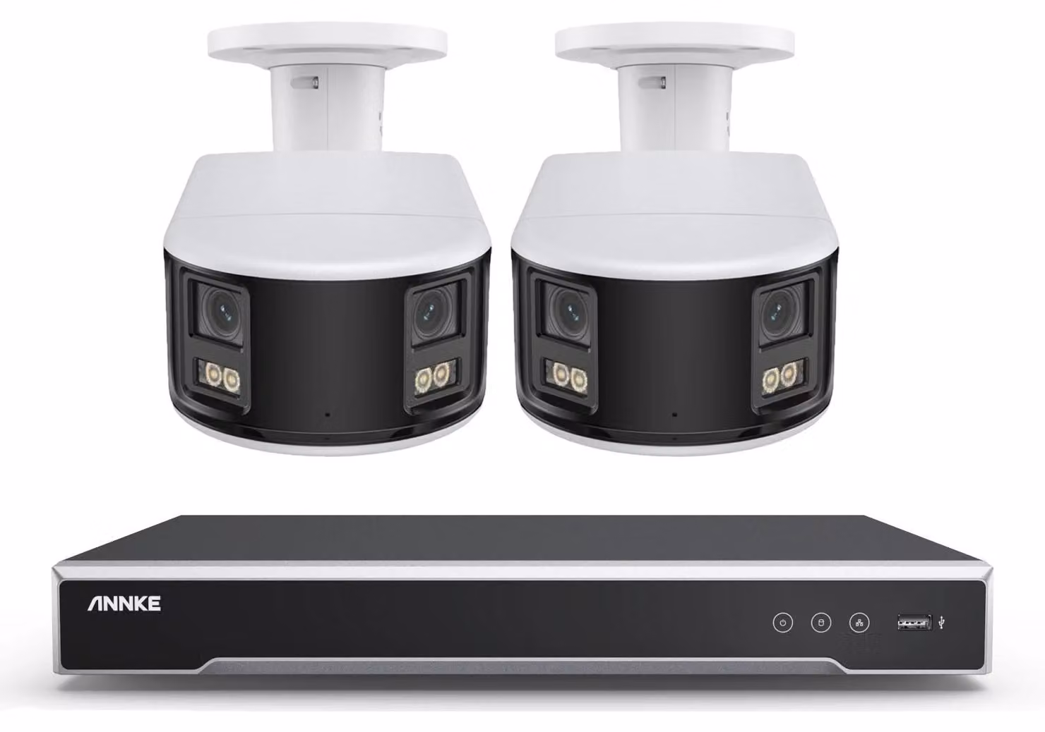 Sistema di videosorveglianza – Registratore video in rete (NVR) a 8 canali con 2 telecamere a doppia lente – 8MP Ultra HD – Visione notturna a colori – PoE