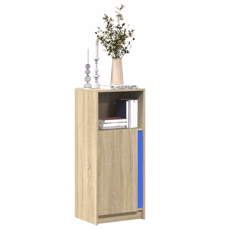 Credenza moderna vidaXL con illuminazione LED in Rovere Sonoma, L 42,5 cm x P 34 cm x H 100 cm
