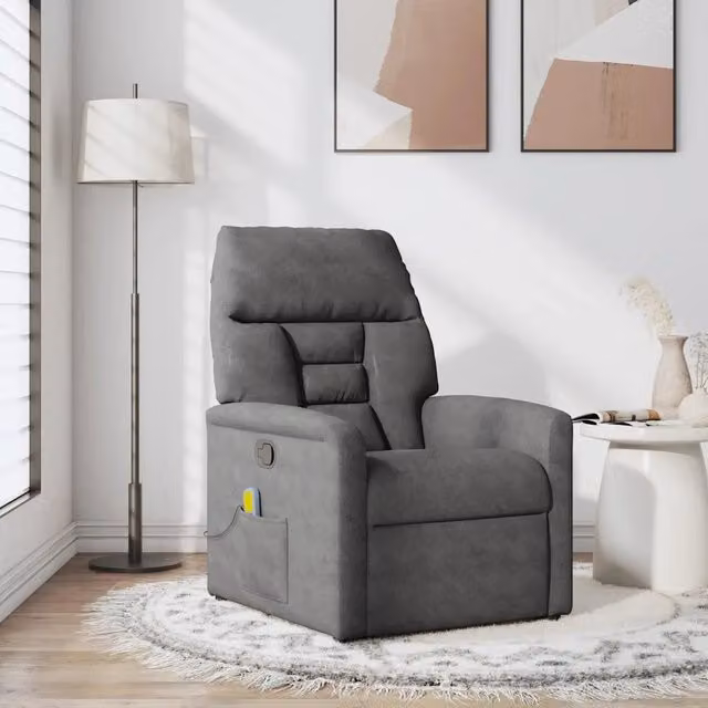 Poltrona Reclinabile Relax vidaXL in Microfibra Grigia con Braccioli e Regolazione Manuale – 1