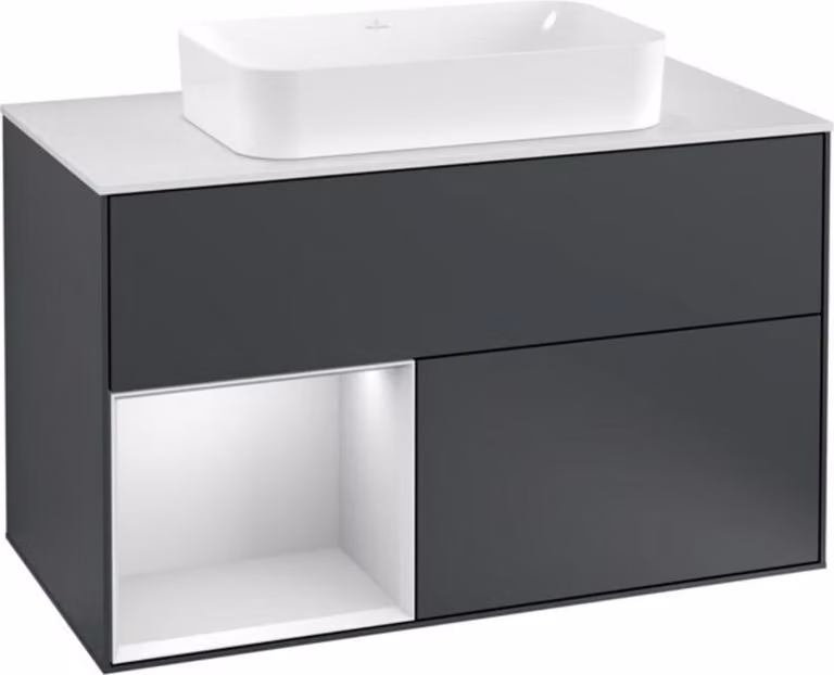 V&B illuminazione a parete del mobile Finion 100, Pl w m, Rg l w m Lac, md bl. m Lac