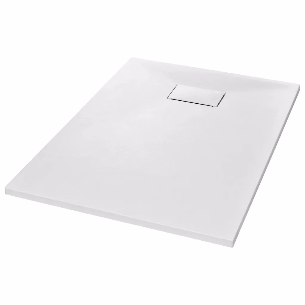 Piatto doccia rettangolare vidaXL in mineral cast bianco antiscivolo L: 100 cm, P: 70 cm – 2