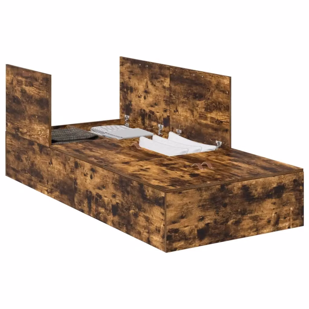 Letto con contenitore moderno vidaXL in legno di pino color marrone L/P: 100 x 200 cm – 2