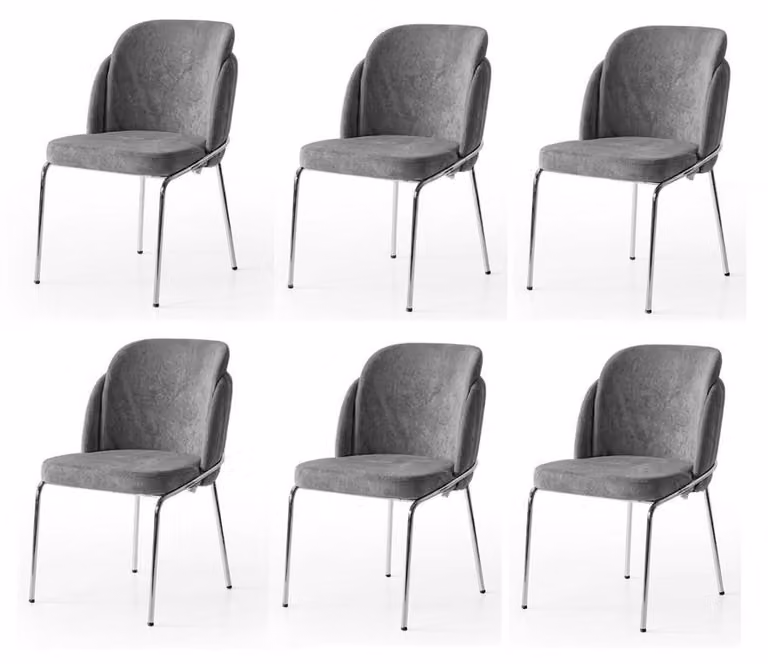 Set di 6 sedie Grigio Comode Moderne Eleganti Morbide Classiche