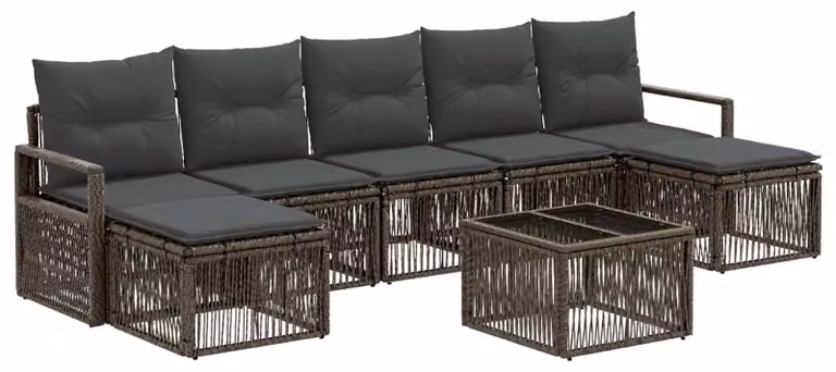 Set Divano da Giardino 8 pcs Grigio polyrattan