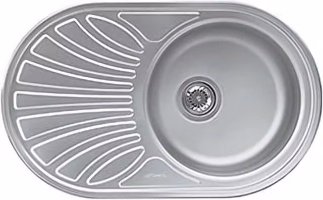 Lavello Smeg LMEL77S con 1 vasca e gocciolatoio sinistro in acciaio inox color silver L: 78 cm, P: 48 cm