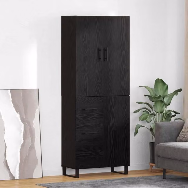 Credenza 2 pz Rovere Nero 69,5 x 34 x 180 cm 3416145