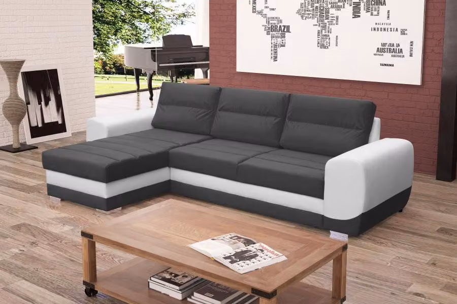 Sofa Schlafsofa Designer Sofa mit Bettfunktion + Bettkasten Ecksofa Couch