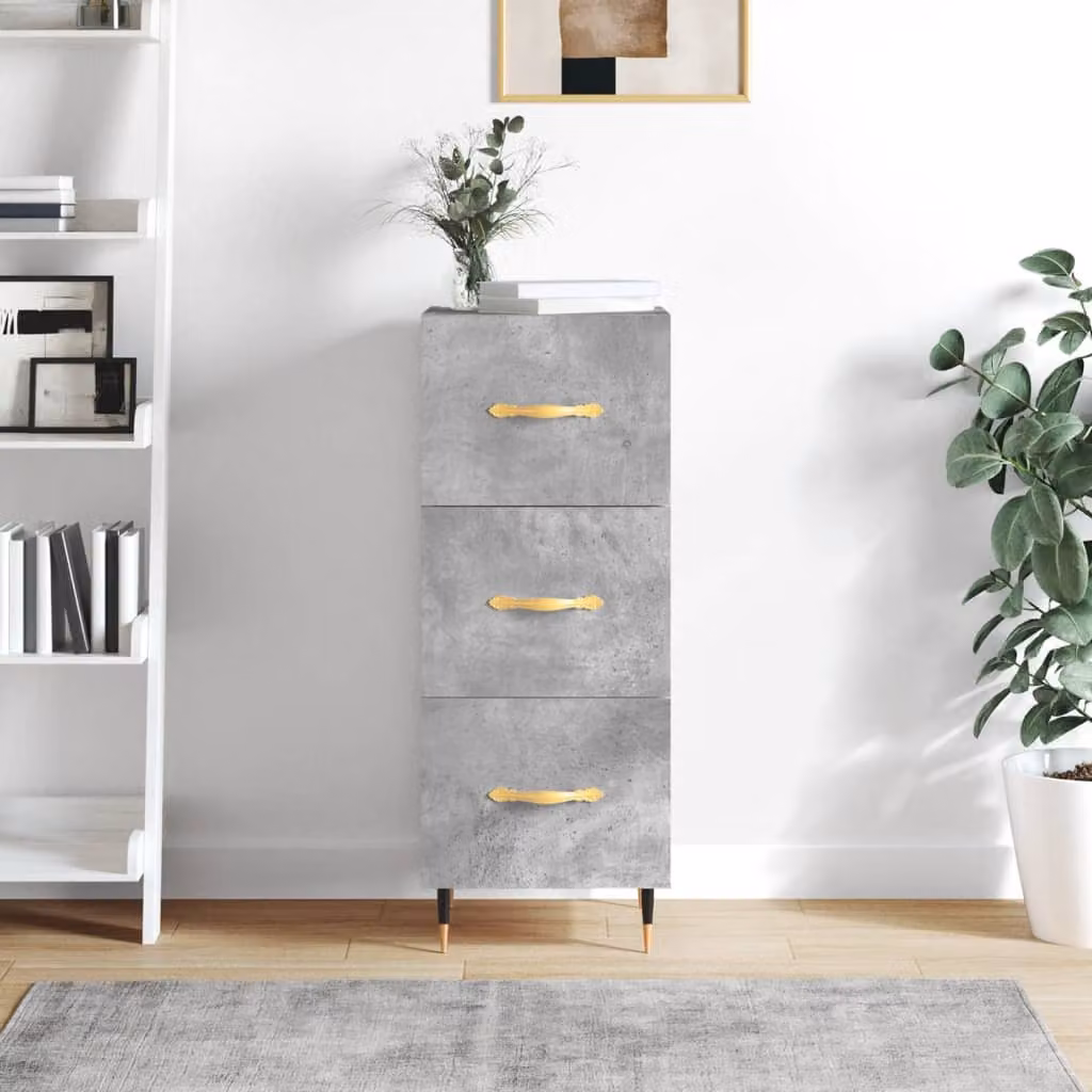 Credenza moderna vidaXL in legno e metallo, Grigio, L 34,5 cm x P 34 cm x H 90 cm, da appendere a parete