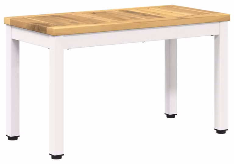 Tavolino da caffè bianco, dimensioni 60,5 x 30 x 36 cm, in legno massello di acacia