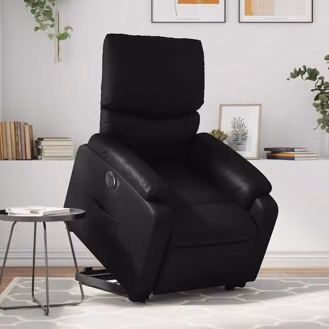 Poltrona Alzapersona Reclinabile Elettrica vidaXL in Similpelle Nera con Braccioli – 1