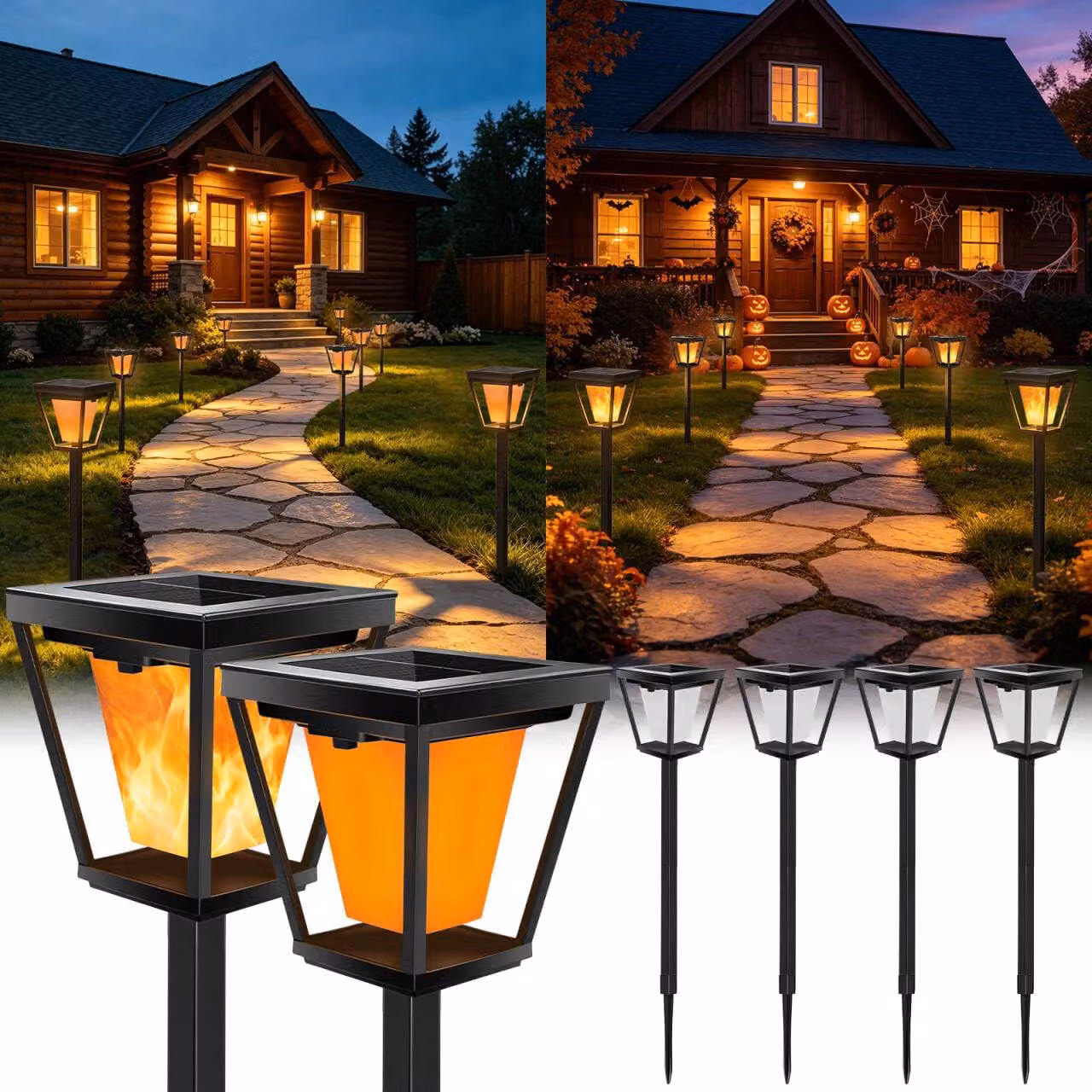 Set di 6 lampade solari con effetto fiamma, luce bianco caldo, grado di protezione IP65