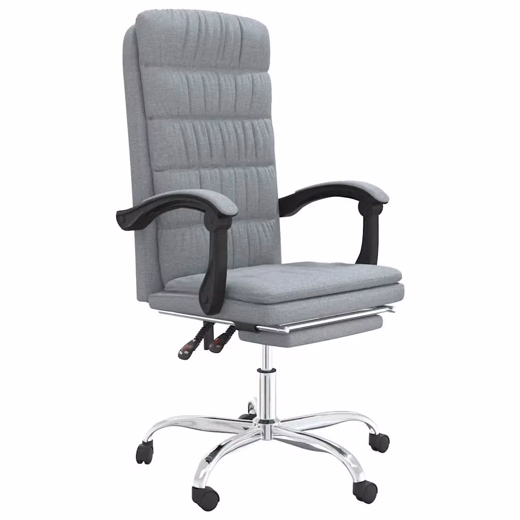 Poltrona da Ufficio Reclinabile Design In Grigio Chiaro in Tessuto con Braccioli e Ruote per Home Office – 2