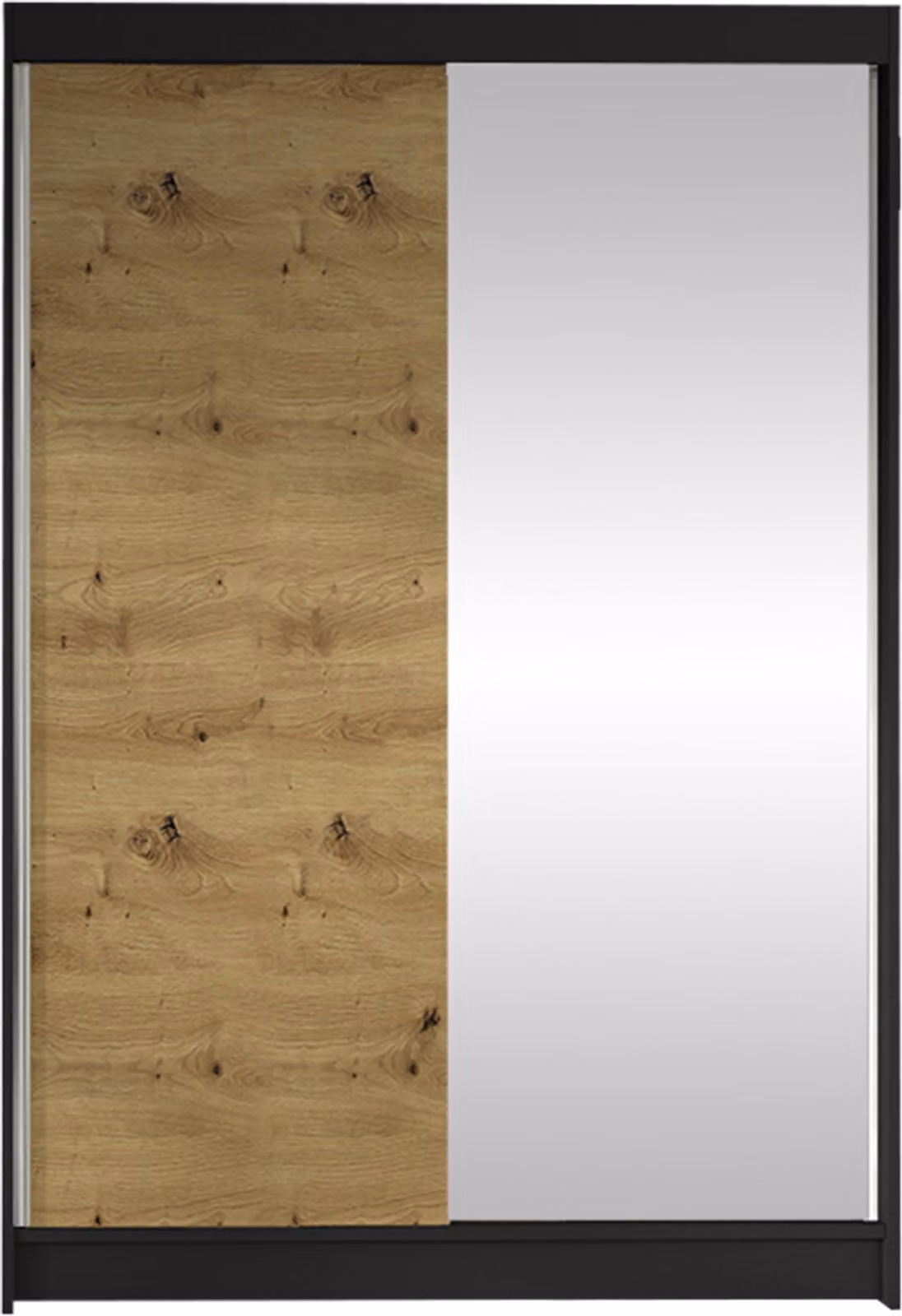 MIRJAN24 Armadio ad ante scorrevoli Lino I, con specchio, armadio del produttore (nero / rovere artigianale, senza illuminazione)