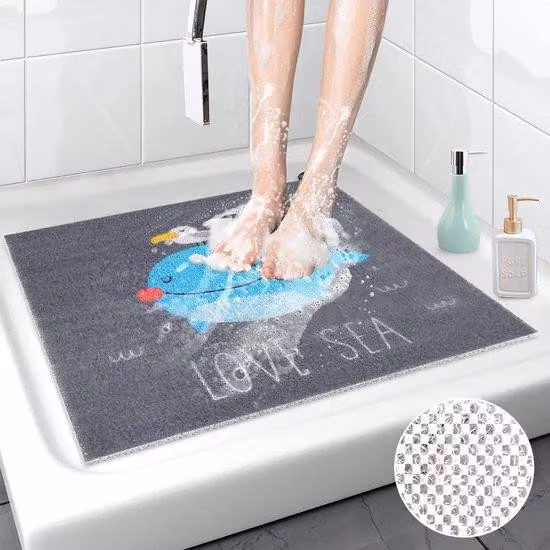 Tappetino da bagno antibatterico, 60 x 60 cm, Soft Comfort, con fori di drenaggio, antiscivolo per il bagno e le zone umide