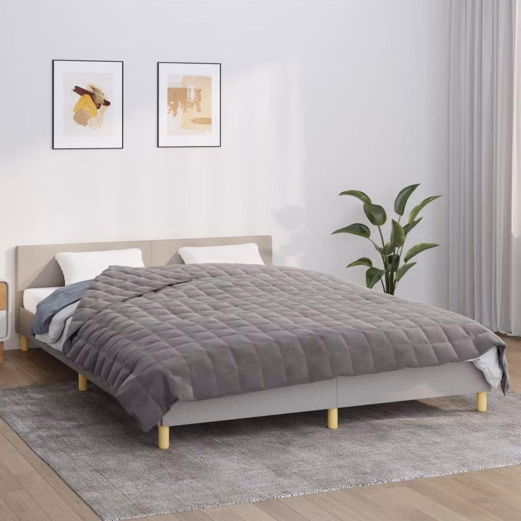 vidaXL Coperta Ponderata Grigia in Microfibra Traspirante L: 200 cm, P: 220 cm, Peso: 9 kg