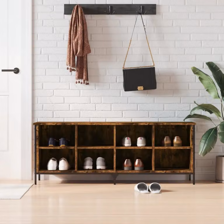 Scarpiera vidaXL in stile industriale in legno e metallo, colore marrone, L: 131 cm, P: 35 cm, H: 50 cm