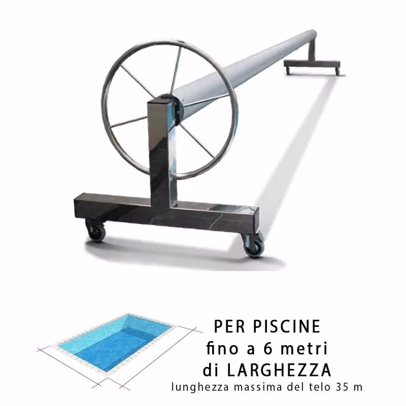 Rullo avvolgitore resistente Bsvillage per coperture termiche in alluminio e acciaio inox, colore argento, per piscine fino a 10 m di larghezza – 2