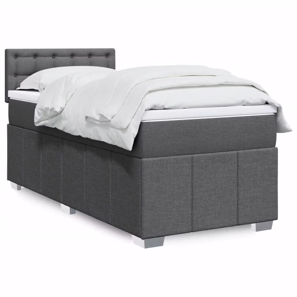 vidaXL Letto Ibrido con Materasso a Molle Insacchettate Grigio e Bianco L/P/H: 90 x 190 cm – 1