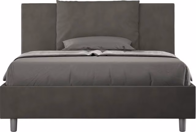 BS COM Letto una piazza e mezza senza rete imbottito 130x200 microfibra grigio
