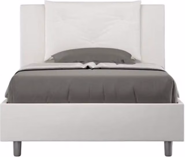 Letto una piazza e mezza contenitore imbottito 120x210 similpelle bianco Appia