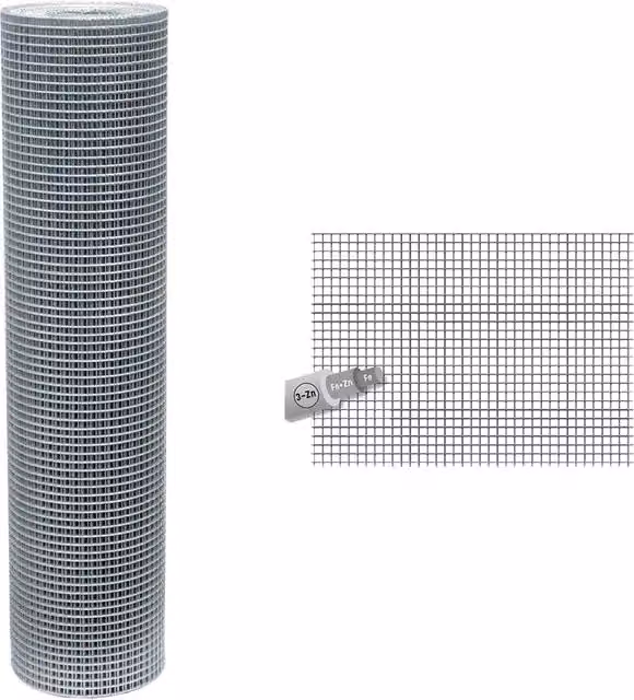 Rete elettrosaldata SIDEX in acciaio zincato argento, maglia 12 x 12 mm, filo Ø 1,4 mm, H: 80 cm, lunghezza 25 m