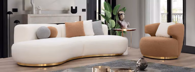 Luxuriöses Wohnzimmer-Set Designer Weiße Polstercouch Stoffsessel