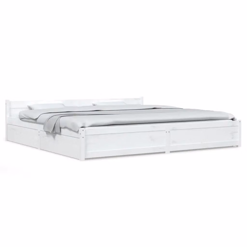 vidaXL Giroletto in Legno di Pino con Cassetti Bianco L/P/H: 180 x 200 x 105,5 cm – 2