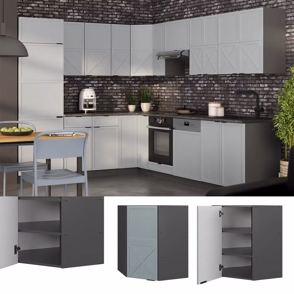 Mobile angolare da cucina Fame-Line Vicco Blu-grigio chiaro/Antracite L: 57 cm – 2