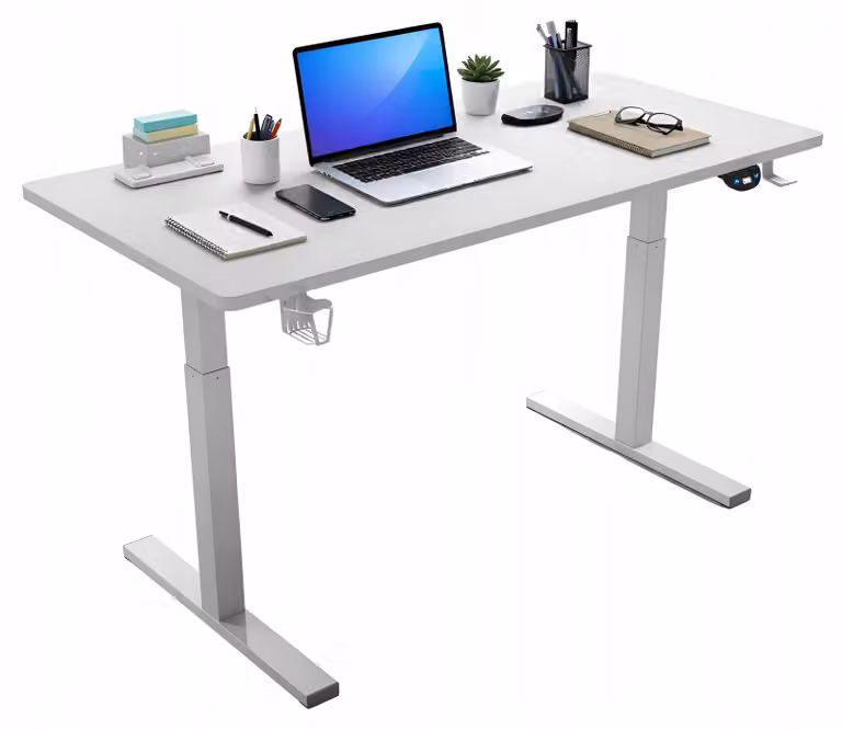 Scrivania - Tavolo 120x60x72 cm - Scrivania da ufficio bianca - Tavolo da lavoro - Tavolo alto - Tavolo per computer - con regolazione in altezza