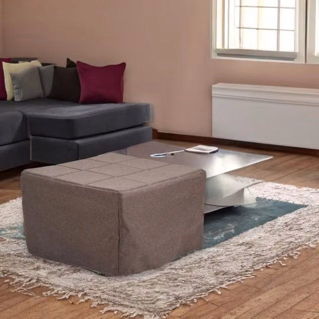 Pouf letto singolo pieghevole Vega tessuto colore marrone
