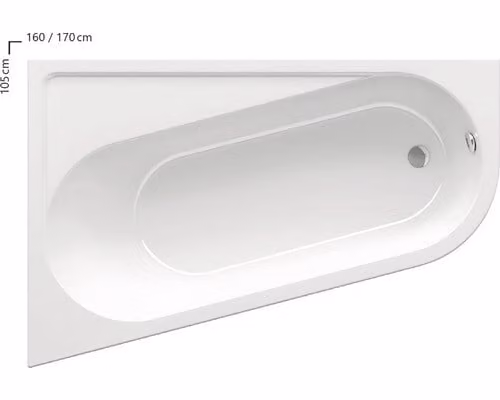 Vasca da bagno angolare RAVAK CHROME 170x105 L bianco neve CA31000000