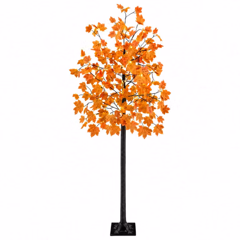 vidaXL Albero di Natale in acero con LED Marrone 210 cm Plastica