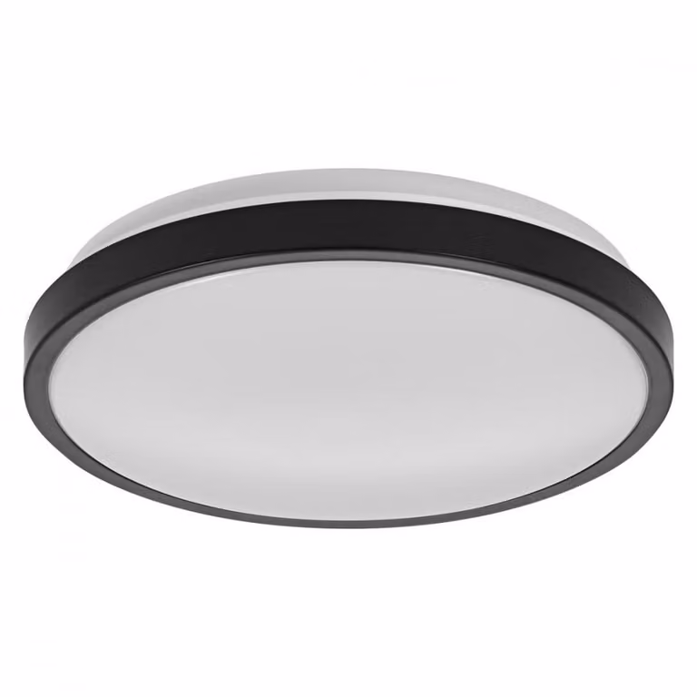 LEDVANCE ORBIS DISC plafoniera per bagno 300mm, nero, 18W, 2200lm, luce bianca calda o fredda, controllabile tramite interruttore, design particolarmente sottile, classe di protezione IP44, 3000K-4000K