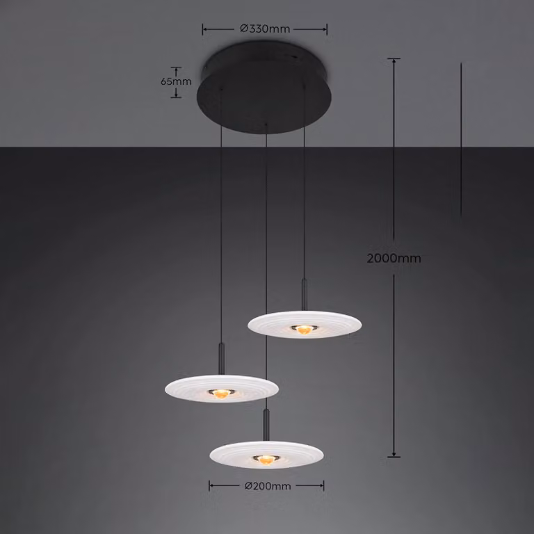 Trio Lighting Lampada a sospensione Sirena, dimmerabile, Bianco / Opale, Soggiorno / Sala da pranzo, Metallo, Lampada a sospensione