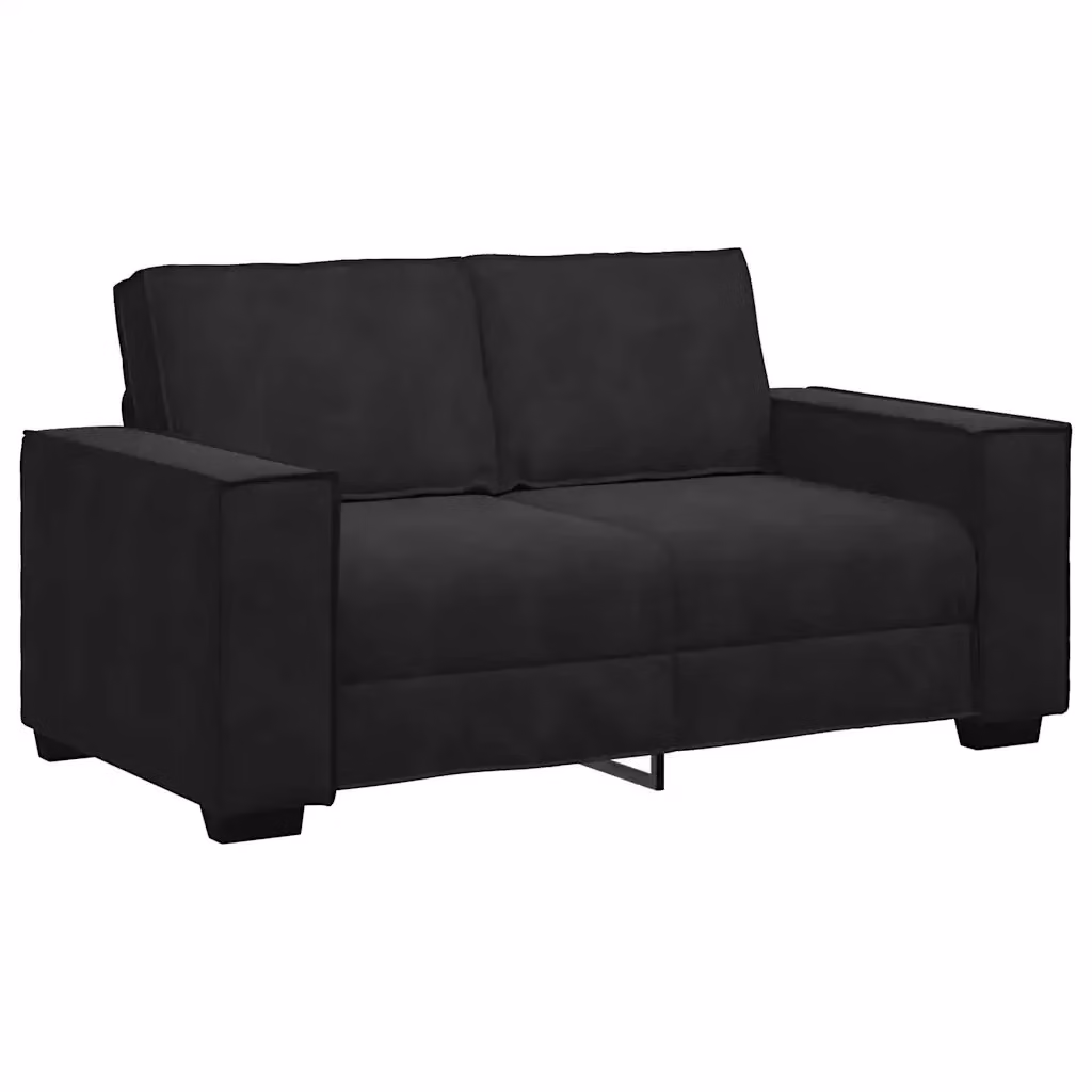 Divano a 2 posti moderno vidaXL in velluto nero con cuscini inclusi L: 160 cm, P: 78 cm, H: 84 cm – 2