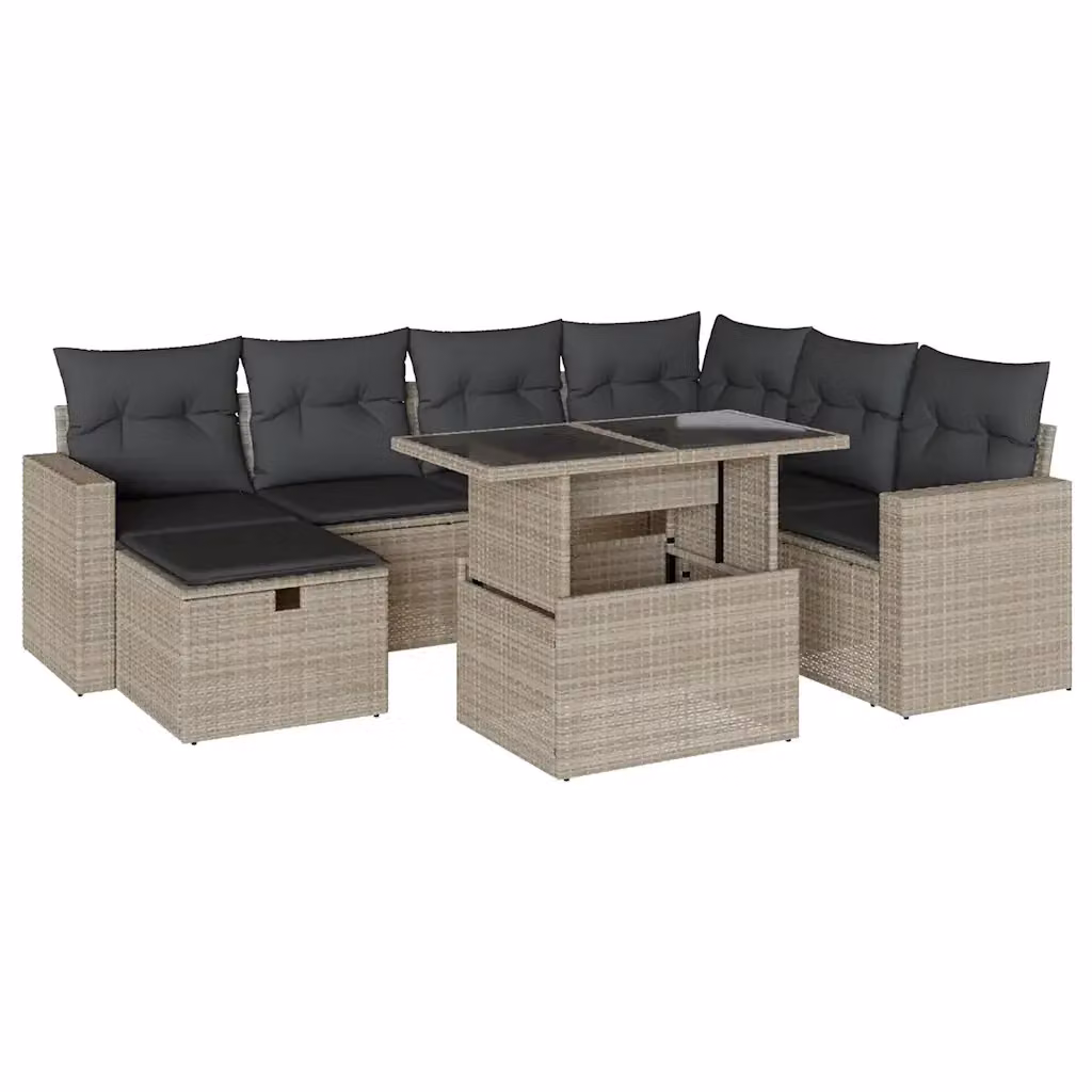 Set Divano da Giardino a L vidaXL in Polyrattan Grigio con 8 Pezzi e Cuscini Inclusi – 2