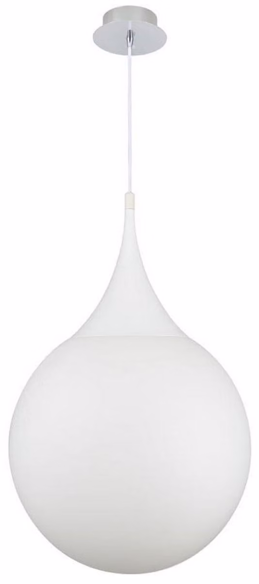 Casa Padrino LED a sospensione argento / bianco Ø 40 x H. 150 cm - Lampada a sospensione con paralume in vetro satinato