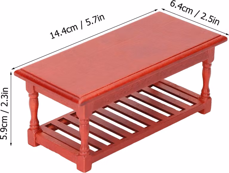 1:12 Tavolino da salotto in miniatura per casa delle bambole Accessori decorativi Mini mobili Colore mogano