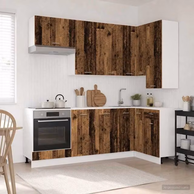 Unità Cucina Moderna vidaXL LYON 8 Pezzi in Legno Marrone