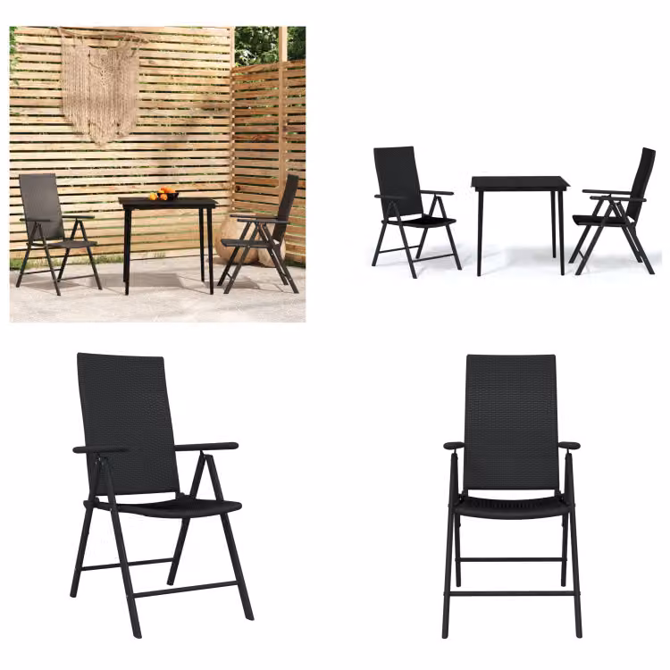 vidaXL Set da pranzo da giardino 3 pezzi nero - Set da pranzo da giardino - Set da pranzo da giardino - Set da pranzo - Set da salotto