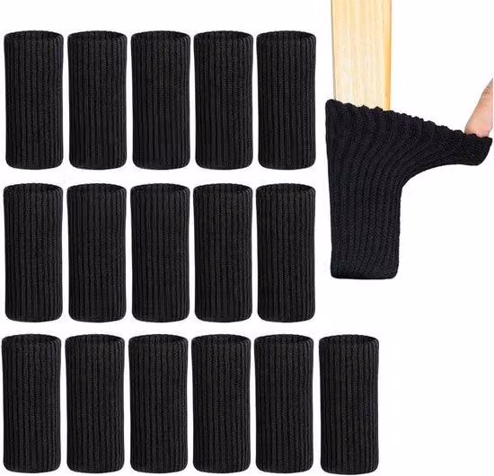 Protezioni elastiche per gambe di sedie con cuscinetti in feltro, cappucci per mobili in maglia, 24 pezzi, antiscivolo, nero